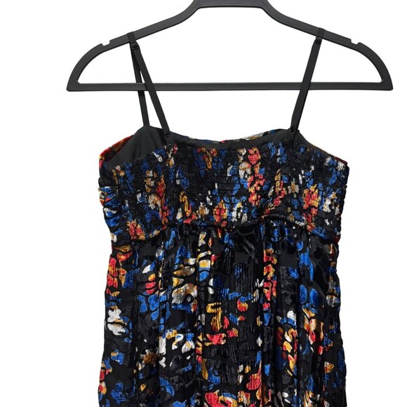 Anthropologie Hutch Velvet Floral Wide-Leg Jumpsuit Size XS Blue Pattern - Picture 5 of 10